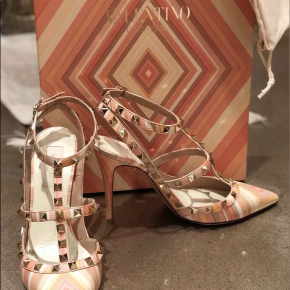 Valentino Rockstud Harlequin-print Pump Sorbet - Picture 2 of 8
